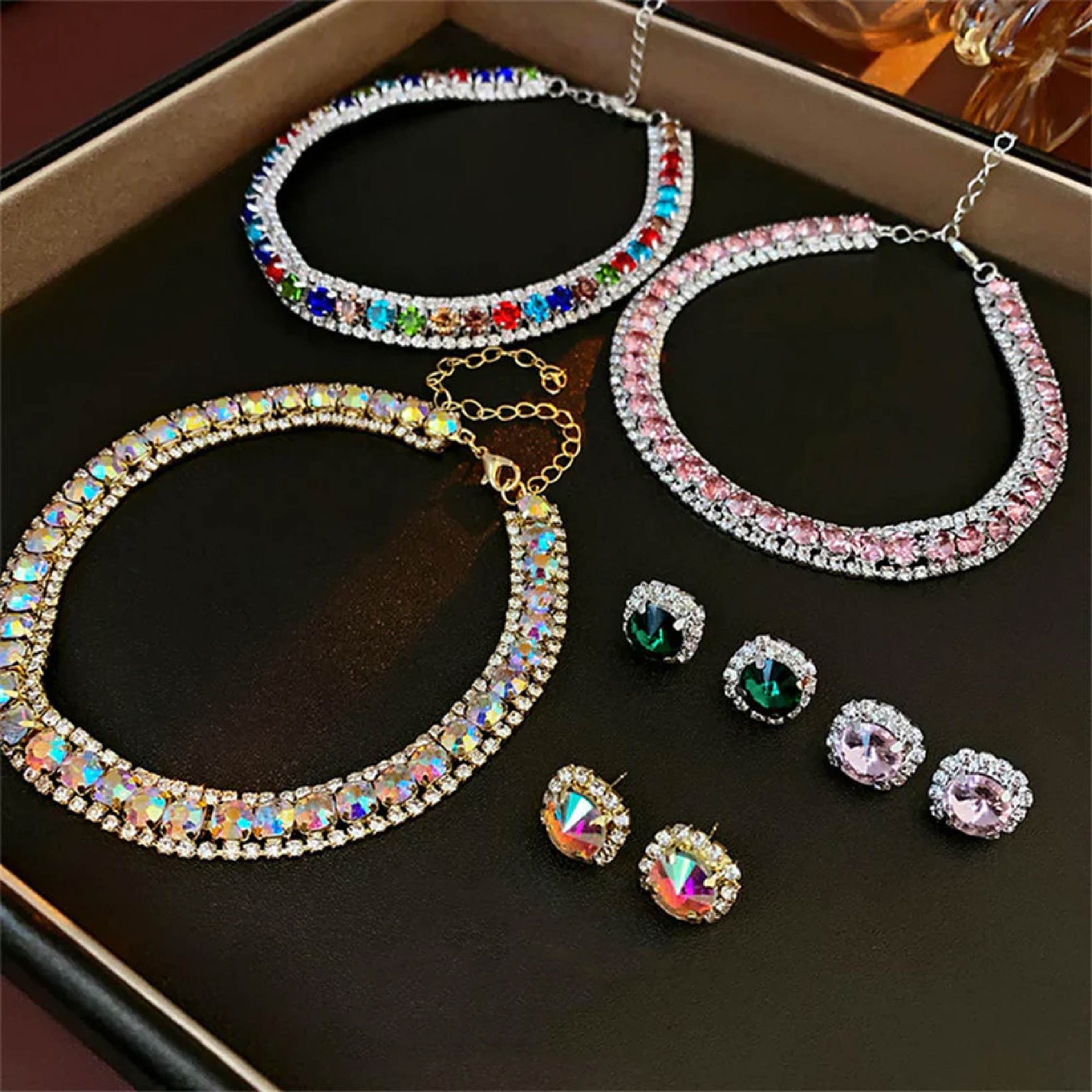 Luxury Crystal Necklace Earrings Set